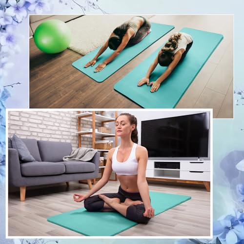 Timgle 6 Pcs 10mm Thick Yoga Mat Bulk 68 x 24 Inches Anti-slip Tear-resistant Exercise Mat Adult Gym Mats for Fitness, Stretching, Workout and Studio, Outdoor Yoga, Pilates - color: Blue-green