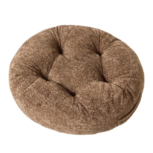 Floor Pillow, Large Meditation Sitting Cushion with Handle | for Tatami, Living Room, Yoga Use for Adults and Kids (1, Round, Brown, 22" x 22" x 6") - color: Round, Brown