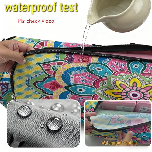 Spacious Extra Large Storage Yoga Mat Bag | Huge Capacity Mandala Gym Tote - Waterproof Wear-Resistant Carrier Strap Pilates - color: Rainbow's iridescent colors