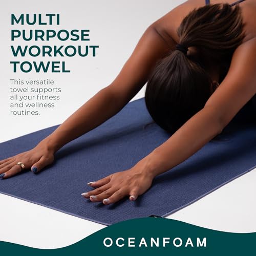 Oceanfoam Beach Towel – Lightweight, Absorbent, Quick-Drying, Sand-Resistant, Non-Slip – Ideal for Workouts, Yoga, Pilates, Beach, Pool, Boat & Travel – 25% Recycled – 72"x24" (Navy Gradient) - color: Navy Gradient