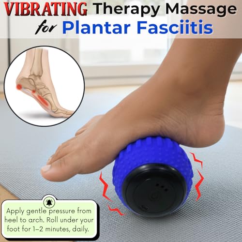 ZeenKind Vibrating Peanut Massage Ball for Plantar Fasciitis, Muscle Pain Relief with 4 Speed, Deep Tissue Therapy for Myofascial Release & Muscle Recovery, Neck Back Foot Roller Massager | Portable Foot Roller Massager for Deep Tissue Therapy Muscle Pain