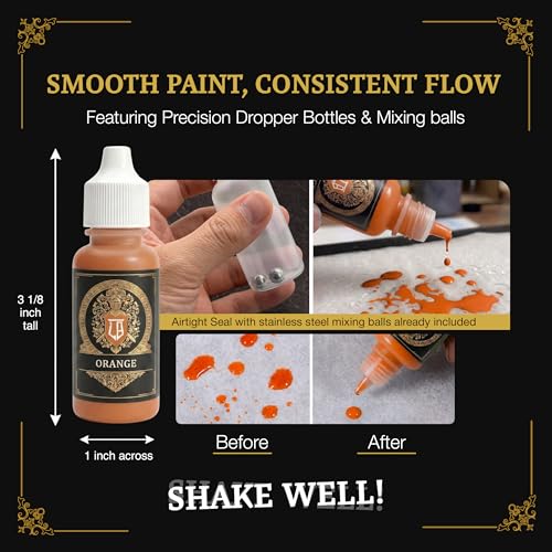 Ludus Bellum Miniature Paint Orange Color 18ml Dropper Bottle, Professional Acrylic Paint for Miniatures & Models, Provides Quality Acrylic Tones and Shades for Warhammer 40K D&D Figures - color: Orange