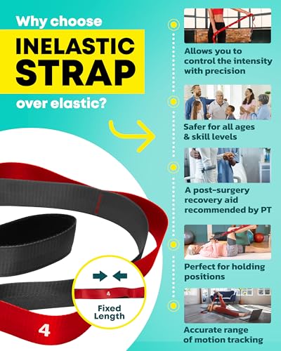 Stretching Strap with Loops, Non Elastic Stretch Band for Physical Therapy