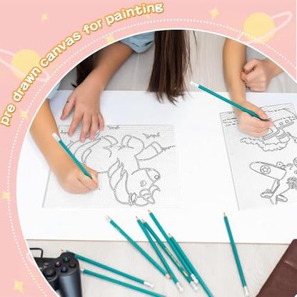 Fulmoon 36 Pcs Pre Drawn Canvas for Painting for Adults Preprinted Bulk 7.8 x 5.8 Inch Pre-Stenciled Painting Canvas Panels for DIY Party Favor Gift Activities, 12 Style
