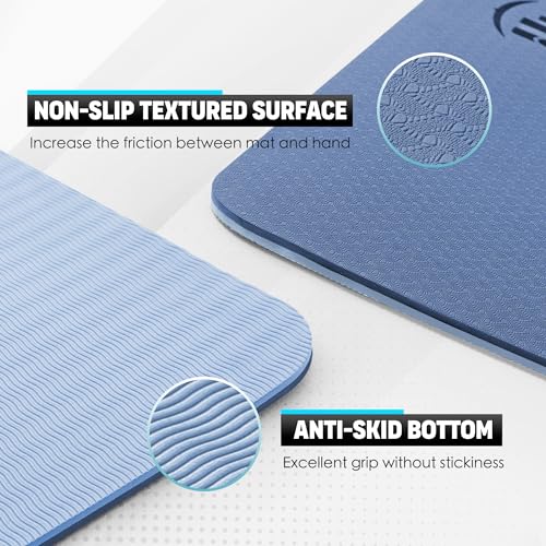 UMINEUX Large Yoga Mat for Men and Women 1/4 & 2/5 Inch Extra Thick TPE Fitness Mat for Home Gym Workout, Non-Slip, Eco Friendly Exercise Mat for Yoga, Pilates, Stretching, Meditation - color: Moonlight Blue & Alaskan Blue, size: 72"x48"x2/5"