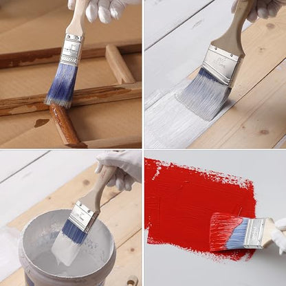 Bates- Paint Brushes, 6 Pack, 1", 1.5", 2" Angle Brushes, Wooden Handle | for Walls Stain Furniture Interior Painting & Detail Work