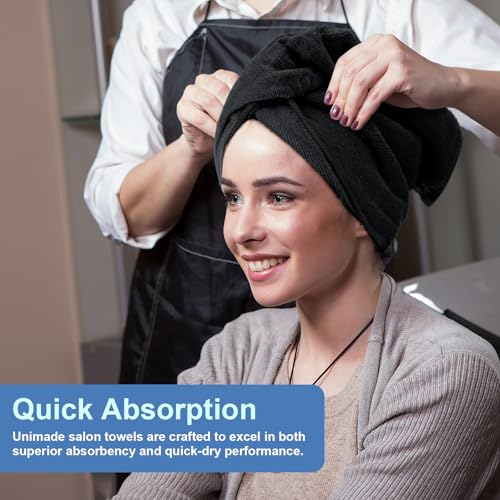 UNIMADE 48 Pack Salon Towels - Highly Absorbent and Quick Drying Hand Towels, Premium Wash Cloths for Bathroom, Gym, Shower, Hotel, and Spa - 16x27 inch (Black) | Quick Drying Premium Wash Cloths for Bathroom, Gym, Shower, Hotel, and Spa - 16x27 inch (Bla