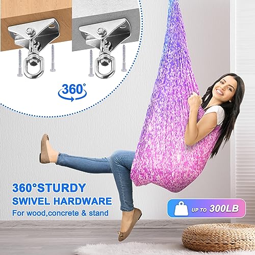 Sensory Swing for Kids Indoor - Outdoor Double-Layer Hammock Swing Special Needs Sensory Joy Therapy Cuddle Chair with 360° Swivel Hanger Kit Adjustable Swing for Aspergers Autism ADHD Adults