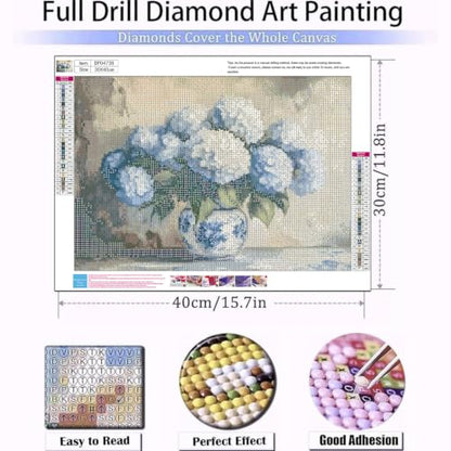 WUDWL Hydrangea Diamond Art Kits for Adult Diamond Painting Kits for Adults | Flower DIY Diamond Painting Kits 5D Diamond Dots Gem Art Crafts with Tools,Round Full Drill 12x16inch - color: DP04738