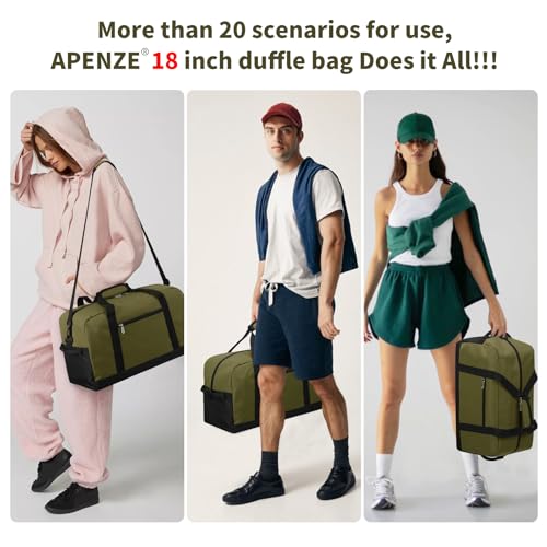 Small Gym Bag 18 inch Carry On Duffel Bag for Weekender Travel - Olive Green - color: Olive Green, size: 18inch