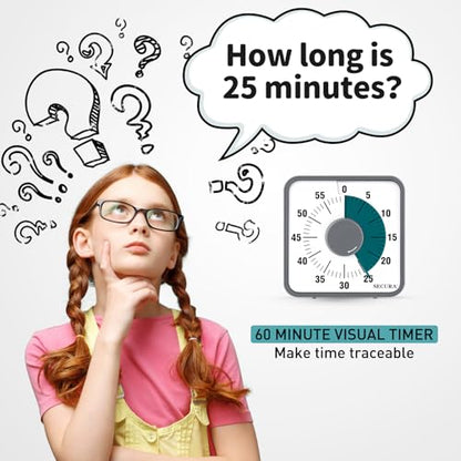 Secura 7.5 Inch Visual Timer, 60 Minute Visual Oversize Countdown Timer for Kids and Adults, Durable Mechanical Time Management Tool (Dark Green) - color: Dark Green