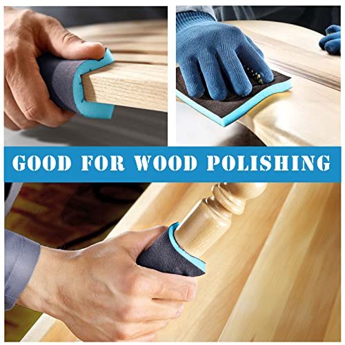 16Pcs 150 Grit Sanding Sponge, Jamiikury Sanding Blocks Washable and Reusable, Wet Dry Sandpaper Sponge for Wood Metal Furniture Paint and Drywall - size: 150 Grits