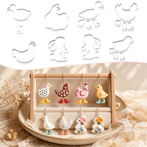 9Pcs Farm Animal Clay Cutters | Duck Polymer Clay Earring Molds for DIY Jewelry Making, Cute Farm Themed Clay Cutters for Earrings, Brooches & Pendants - color: Duck