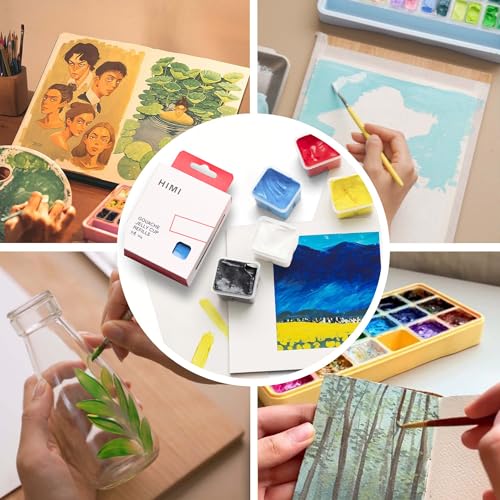 HIMI Gouache Paint Jelly Cup Refill, 4 Pack 30g, Single Color Paint for Artists & Hobby Painters, Unique Design In Jelly Cup Rich Pigment, Non Fading Art Supplies for Canvas and Paper Painting(WHITE) - color: WHITE