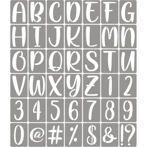 5 Inch Letter Stencils for Painting - 42 Pack Alphabet Letter Number Templates with Signs, Reusable Plastic Alphabet Stencils for Chalkboard Fabric Rock Wood Crafts Painting - size: 5 Inch