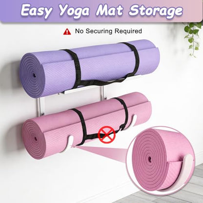 Rubber Coated Yoga Mat Holder, No Straps Required - size: 1-tier shelf