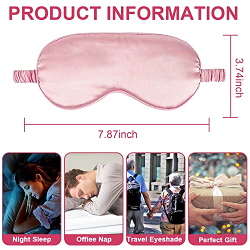 IEKEODI 2 Pack Silk Sleep Masks, Light Blocking Eye Masks, Black & Pink | Silky Soft Feel, Light Blocking Design, Gentle Elastic Fit, Breathable Comfort for Sleep, Travel and Naps - color: Black+pink