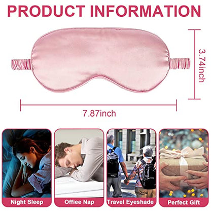IEKEODI 2 Pack Silk Sleep Masks, Light Blocking Eye Masks, Black & Pink | Silky Soft Feel, Light Blocking Design, Gentle Elastic Fit, Breathable Comfort for Sleep, Travel and Naps - color: Black+pink