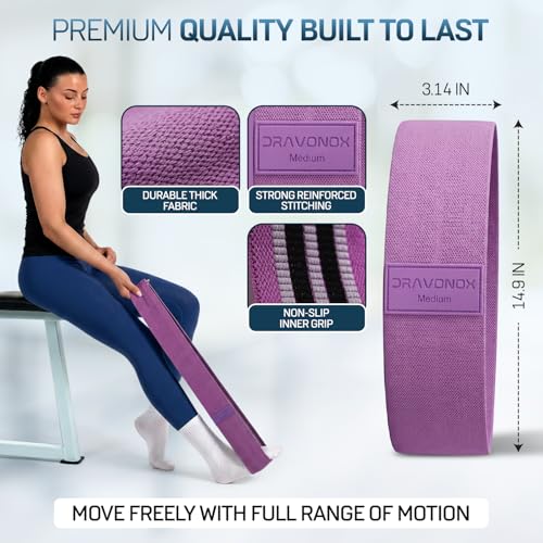 Fabric Resistance Bands for Working Out, 4 Levels Elastic Workout Bands for Women Men, Non-Slip Exercise Bands for Pilates Glutes & Hip Stretching, Gym Booty Loops for Physical Therapy Legs and Thigh