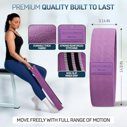 Fabric Resistance Bands for Working Out, 4 Levels Elastic Workout Bands for Women Men, Non-Slip Exercise Bands for Pilates Glutes & Hip Stretching, Gym Booty Loops for Physical Therapy Legs and Thigh