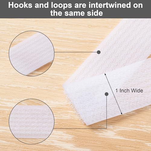 1" x16Ft Hook and Loop Straps with 25 Metal Buckles，White - color: White, size: 1"×16ft Metal Buckle