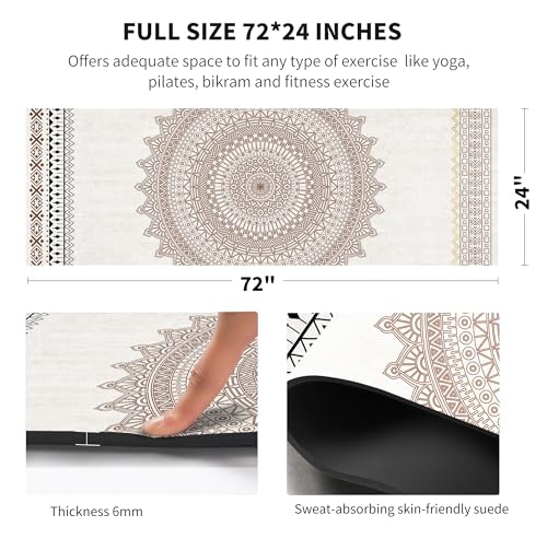 nuveti Yoga Mat Print Extra Thick TPE Non Slip Fitness Exercise Mat with Carrying Bag,72"x24" Extra Thick 6MM Exercise & Workout Mat for Yoga, Pilates Fitness and Floor Exercises - color: YHY