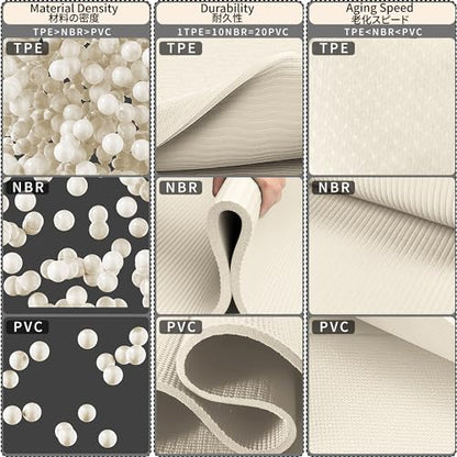 Readaeer Foldable Yoga Mat for Travel Folding Yoga Mat 6mm Thick with Carrying Bag, Non-Slip TPE Exercise Pilates Mat for 72" L x 24" W x 0.24 Inch - color: Beige