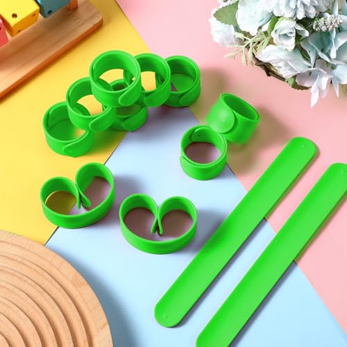 Gemscream 12 Pcs Silicone Slap Bracelets DIY Slap Bands Party Favors Bulk Blank Soft Wristband Wrist Snap Band for Craft Project DIY Painting Birthday Party Halloween Christmas - color: Green