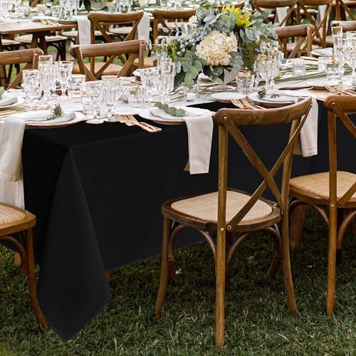 Fitable 8 Pack Black Tablecloths 70x120 Inch for 6-8 Ft Rectangle Tables | Stain & Wrinkle Resistant, Washable Polyester Cloth Covers for Wedding Party Dining Banquet Event Catering Reception - color: Black, size: 70x120 in, 8 Pack