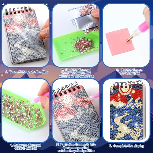 Fuyoooo 12 Pcs Abstract Landscape Diamond Art Notebook Kits for Adults | Landscape Abstract Diamond Art Notebook, DIY Cover Notebook Diamond Painting for Beginners, 5d Journal Notepad Accessories - style: Abstract Landscape