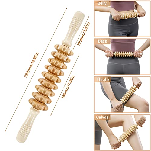 Wood Therapy Massage Tools Maderoterapia Kit Wood Massage Roller Rope Tools Kit Body Sculpting Tools for Relax Muscles - style: Back Massager+Massage roller+Massage Stick