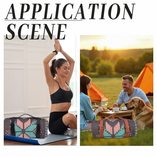 2 Set Outdoor Picnic Blanket Carry Strap 26.93 Inch PU Leather Camping Travel Rug Blanket Holder Portable Handle Bedroll Motorcycle Yoga Mat Roll Carrier with Adjustable Belt - style: 2 colors