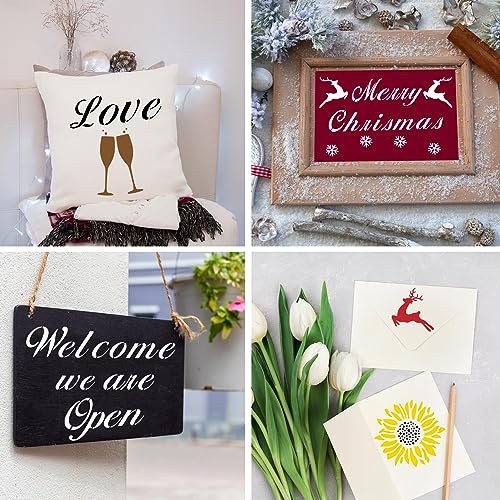 BAMIDELE Letter Stencils for Painting on Wood, 50 Pcs Calligraphy Alphabet Drawing Templates with Numbers, Signs, Flowers, Reusable Cursive Plastic Art Craft Stencils - style: Calligraphy Letter Stencils