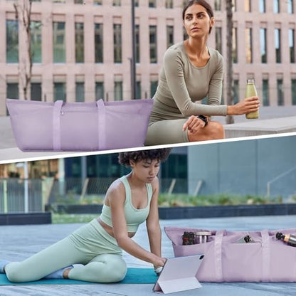 sportsnew Large Yoga Mat Bag Trolley Sleeve Gym Carrier Shoe Bag Wet Pocket | water-resistant fabric, large capacity,wide full-zip opening,separate shoe bag,2 yoga mat holder straps,multi-pocket storage - color: Purple