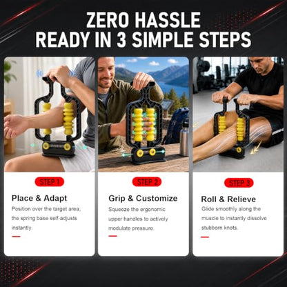 Adaptive Arm Massage Roller with Spring Base for Forearm & Tennis Elbow - color: Black