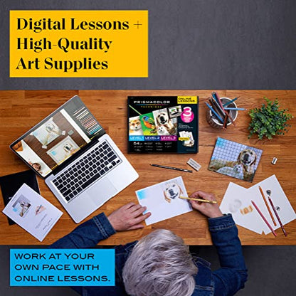 Prismacolor Technique Art Supplies and Digital Art Lessons, Animal Drawing Set Bundle, Levels 1-3, Adult Coloring, 54 Count - style: Animal Level 1-3