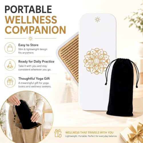 Sadhu Board, Specially Crafted Aluminum Nails 0.31in(8mm), Wooden Nail Board for Acupressure and Meditation Acupuncture Foot Massage Yoga Gift White