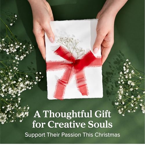 Wanderings Thick Handmade A6 Size Watercolor Paper with Deckle Edge - 4" x 6" - 300GSM - Premium White Hot Press Smooth Mixed Media Paper Made with Recycled Cotton - 25 Loose Leaf Sheets - color: White, size: 4x6" (10.5x15cm)