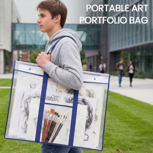 GAMENOTE 2 Pack Large Poster Storage Bag (31.5"×25.5") Bulletin Board Holder Art Portfolio Container for Teachers Classroom Organization | 2 pack 31.5 x 25.5 in storage bags organize posters, anchor charts and classroom artwork
