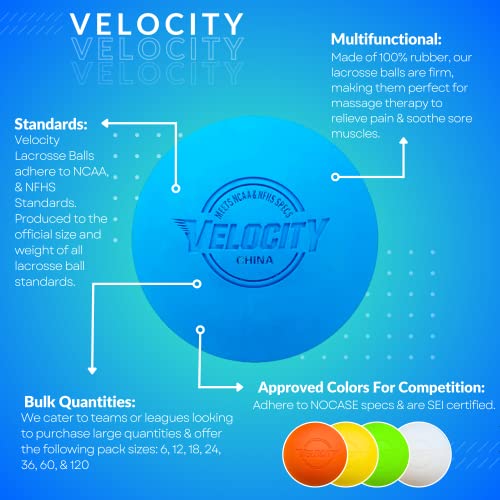 Velocity 라크로스 볼 - 60팩 및 120팩 - 연습용, 공식 NFHS 및 대학 승인 사이즈 - color: 라이트 블루, size: 120 Balls, style: 연습용 공