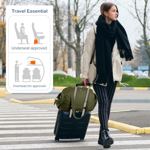 TOPDesign Travel Duffel Bag for Women, Puffer Gym Bag Sports Tote with Wet Pocket, Carry On Weekender with Luggage Sleeve (Dark Green) - color: Dark Green