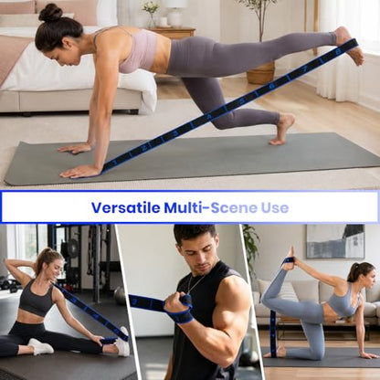 Resistance Band for Stretching, Yoga, Pilates and Fitness, Number Stretch Fitness Band with Clear Markings, 8-Section Elastic Latex Training Bands with Adjustable Tension for Body Shaping - color: Blue-Black