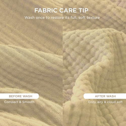 Threadmill Cotton Throw, Muslin, Beige, 100% Cotton Gauze Weave, All-Season | 100% Cotton, Muslin Weave, 50x65 in, Breathable, All-Season, Lightweight, OEKO-TEX Certified, Machine Washable - color: Beige, size: Throw