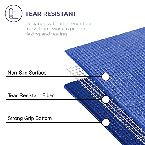 Voyage 5mm Studio Yoga Mats, 4 Pack, 72x24in - color: Dark Blue