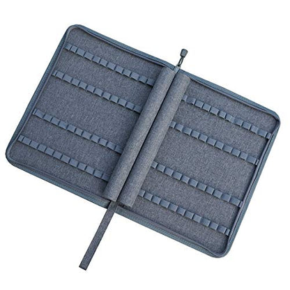 Lanxivi Fountain Pen Case Black Gray Coffee Style PU Leather 48 12 - color: Gray-48 slot