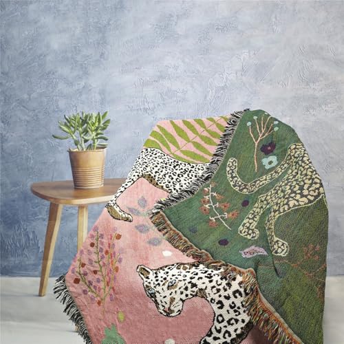 JQZ Bohemian Throw Blanket, Woven Cotton with Fringe, for Sofa, Bed, Picnic, Outdoor Camping (Snow Leopard) - color: Snow Leopard