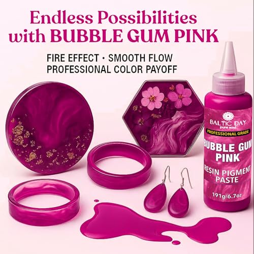 BALTIC DAY Bubblegum Pink Epoxy Resin Pigment Paste, Extra Large 191g (6.7oz) – Opaque Resin Colorant, Highly Concentrated Epoxy Dye, Mica Powder Alternative for Resin Art, Jewelry, Tumblers - color: Bubblegum Pink