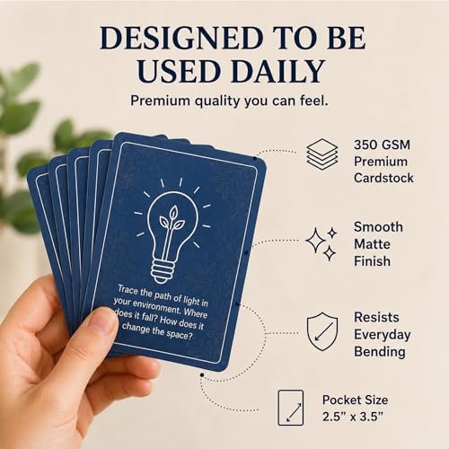 52 Mindfulness Cards for Stress Relief & Everyday Calm, 60-Second Self Care Prompt Deck for Gratitude, Grounding & Meditation, Wellness Gifts for Women and Men