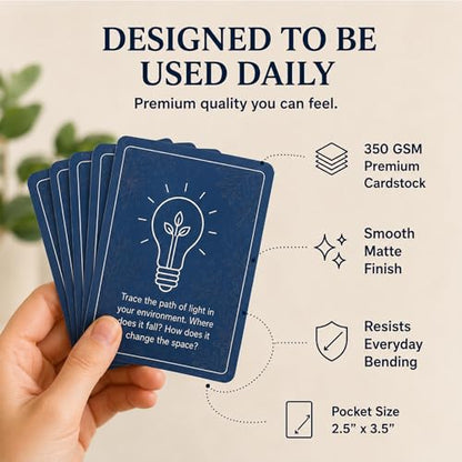 52 Mindfulness Cards for Stress Relief & Everyday Calm, 60-Second Self Care Prompt Deck for Gratitude, Grounding & Meditation, Wellness Gifts for Women and Men