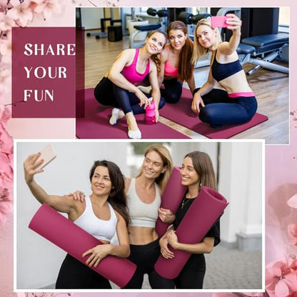 Timgle 6 Pack Yoga Mats Bulk 68x24 Inches Non Slip 4 mm Thick - color: Purplish Red